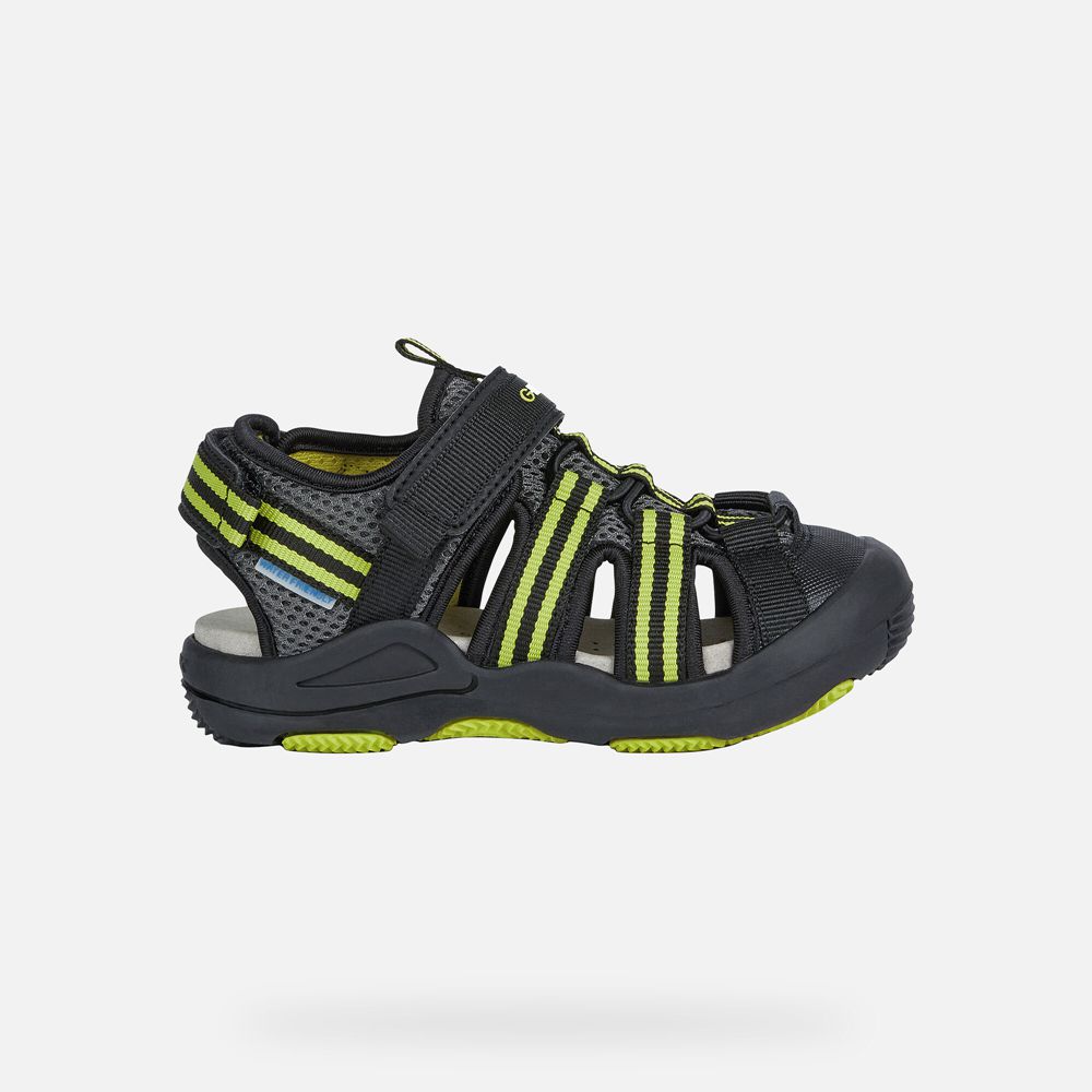 Geox Sandals Black/Green Kyle - Geox Boys Shoes - YDHURB293